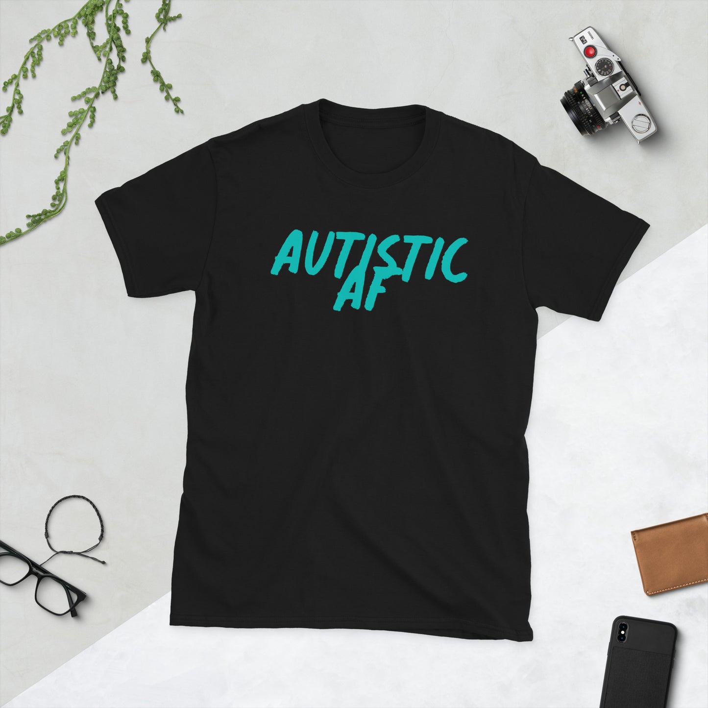 Autistic AF - Teal Logo - Adult T-Shirt