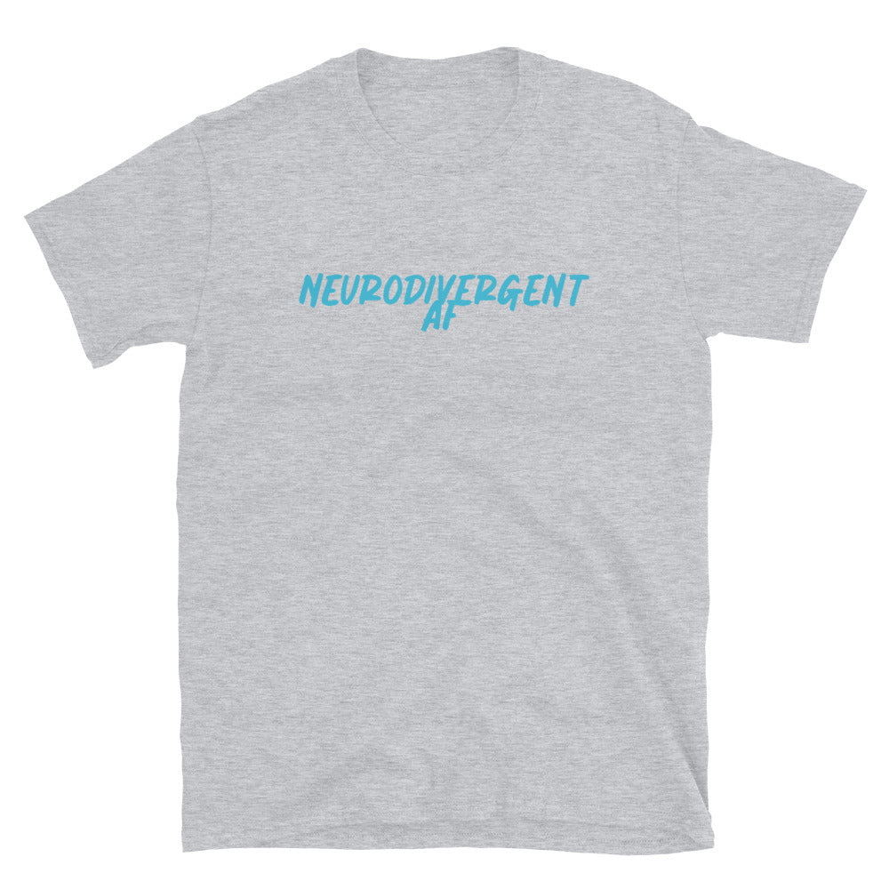 Neurodivergent AF - Sky Blue Logo - Adult T-Shirt