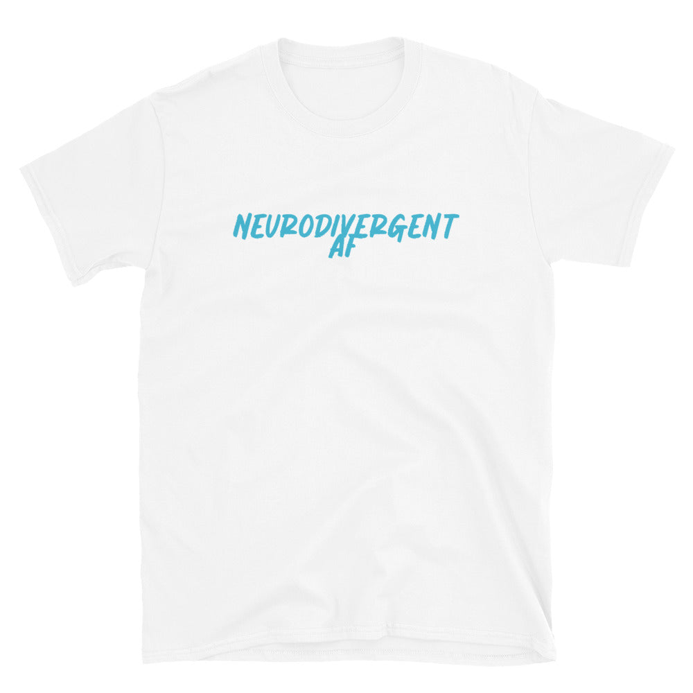 Neurodivergent AF - Sky Blue Logo - Adult T-Shirt